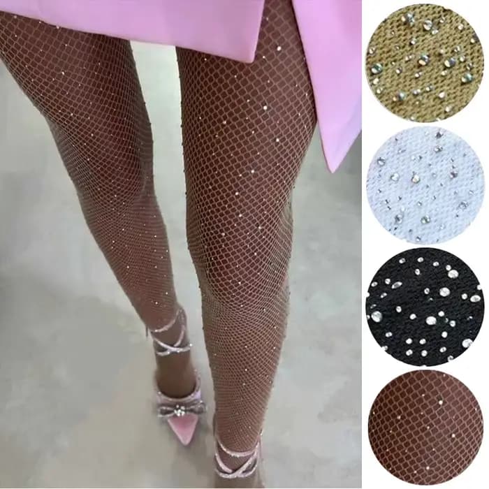 Collants Sexy en strass pour femmes, bas professionnels pour salle de bal et danse latine, fil dur, élastiques et brillants, bas en résille