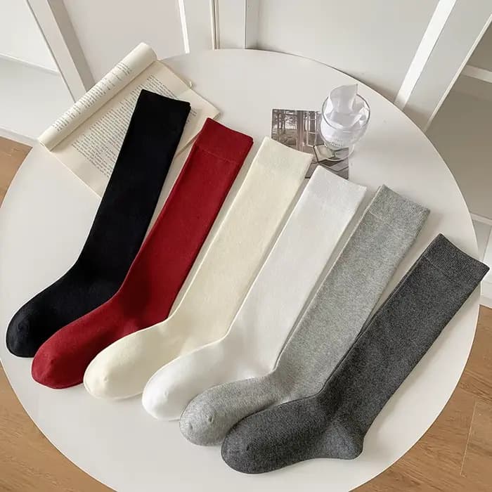 Femme bas haute qualité mode plaine Style japonais genou chaussettes hautes pour femmes respirant longues