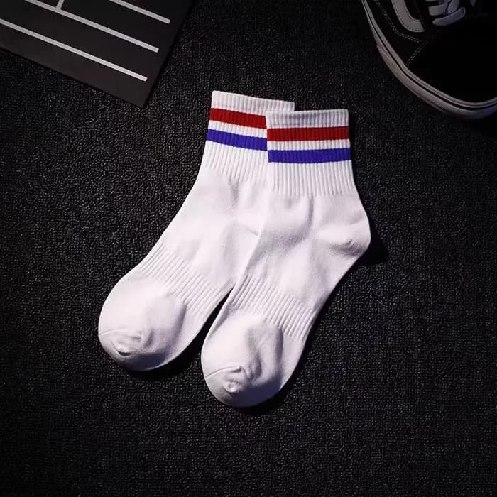 Vintage deux rayures sport coton hommes cheville chaussettes Streetwear Skate Hiphop athlétique blanc noir Shcool concepteur Punk garçon