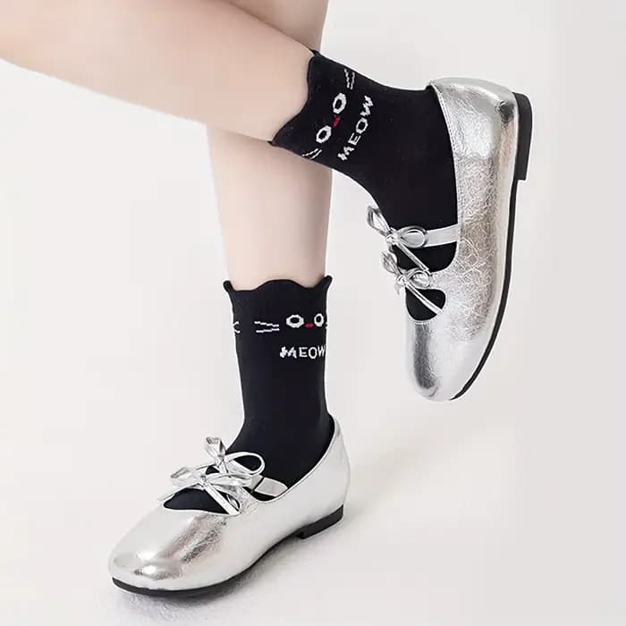 5 paires de chaussettes pour enfants dessin animé chaton mignon motif rayé toute l'année bébé garçon et fille couleur