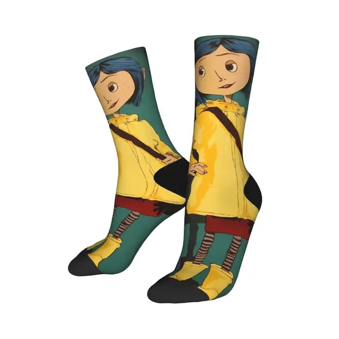 Coralines chaussettes horreur dessin animé drôle bas Couple doux extérieur chaussettes automne modèle anti-dérapant chaussettes