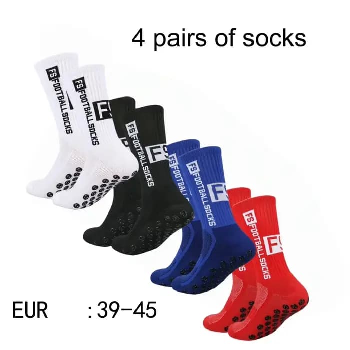 4 paires de chaussettes de football pour hommes avec poignée