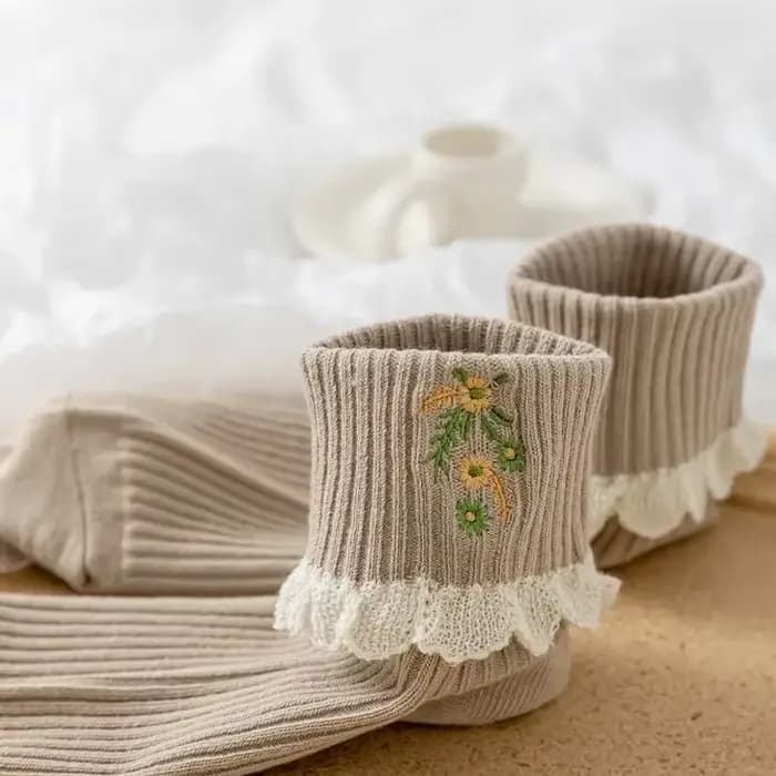 JK Lolita Chaussettes à volants de style japonais pour femmes