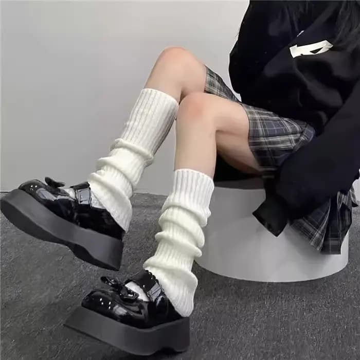 Jambières Lolita pour femme, chaussettes chaudes, couvre-pieds, blanc, noir, chaussettes au crochet pour femme, poignets de botte, 40 cm, 50 cm, 70cm, automne, hiver