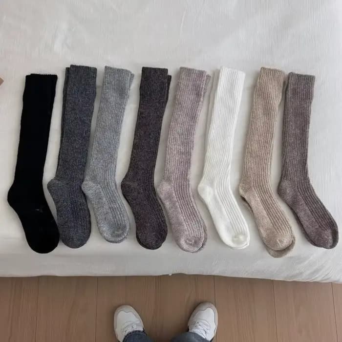 Femmes épais chaud genou chaussettes automne hiver