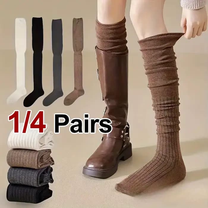 1/4 paires de chaussettes hautes pour femmes