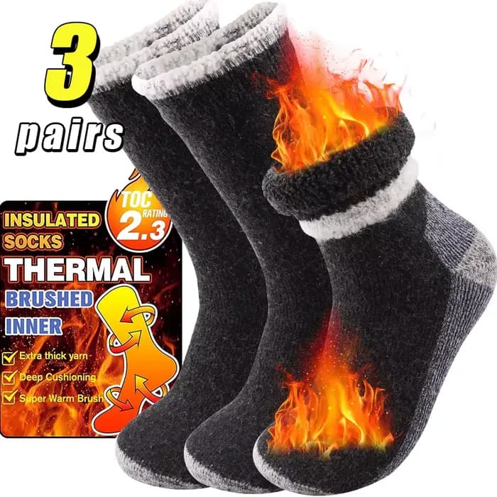 3 paires de chaussettes en laine mérinos Super épaisse pour hommes