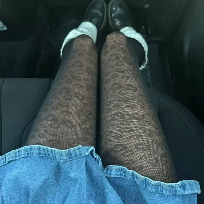 Sexy imprimé léopard européen rétro noir femmes collants en soie été mince transparent