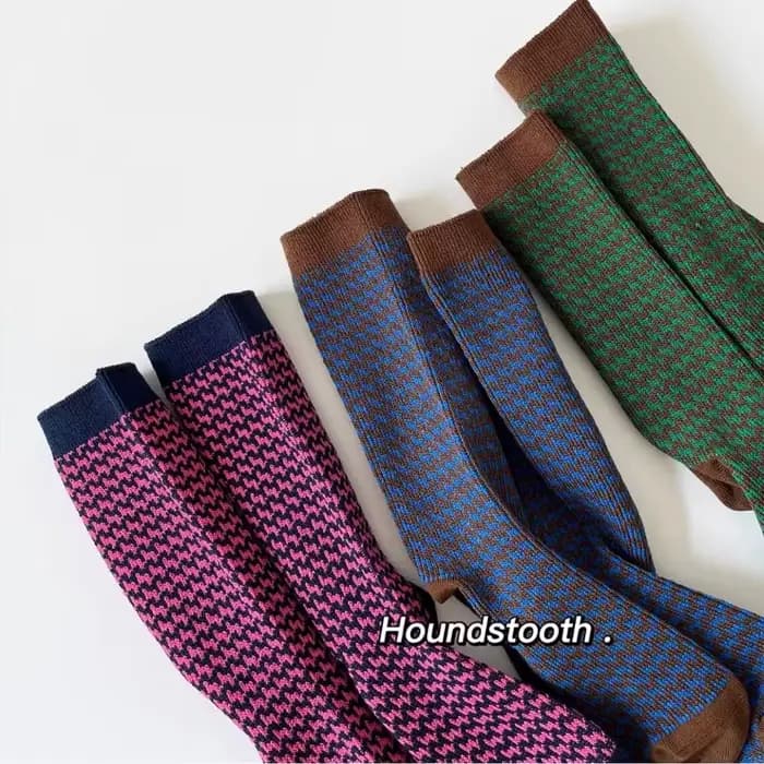 Chaussettes en coton optique avec motif pied-de-poule