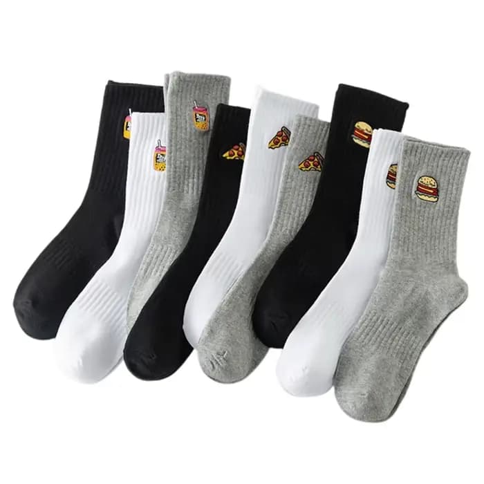 Chaussettes épaisses à motif Hamburger Pizza