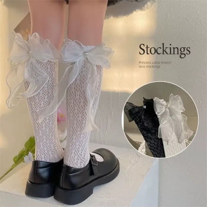 Chaussettes hautes en dentelle pour filles