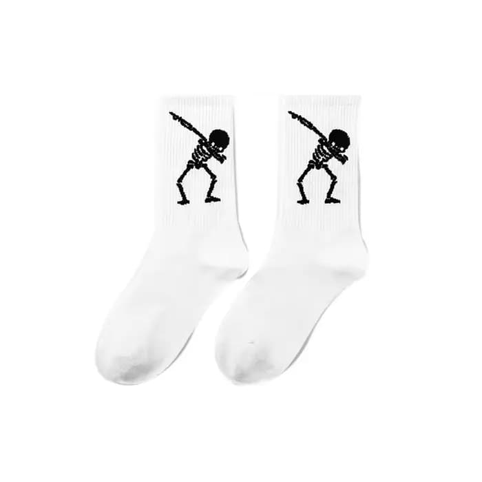 Chaussettes blanches Happy Crew pour femmes, chaussettes en coton, mode japonaise, graffiti à l'encre, hip hop, Harajuku, nouveauté, art drôle