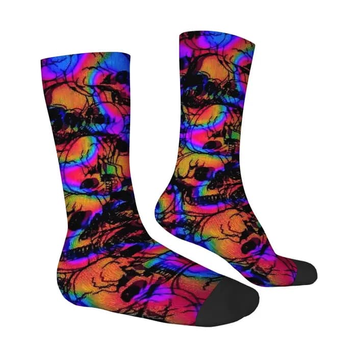 Harajuku rétro psychédélique coloré crâne foncé imprimé chaussettes pour hommes roman rue tendance style cyberpunk chaussettes décontractées cadeau de fête
