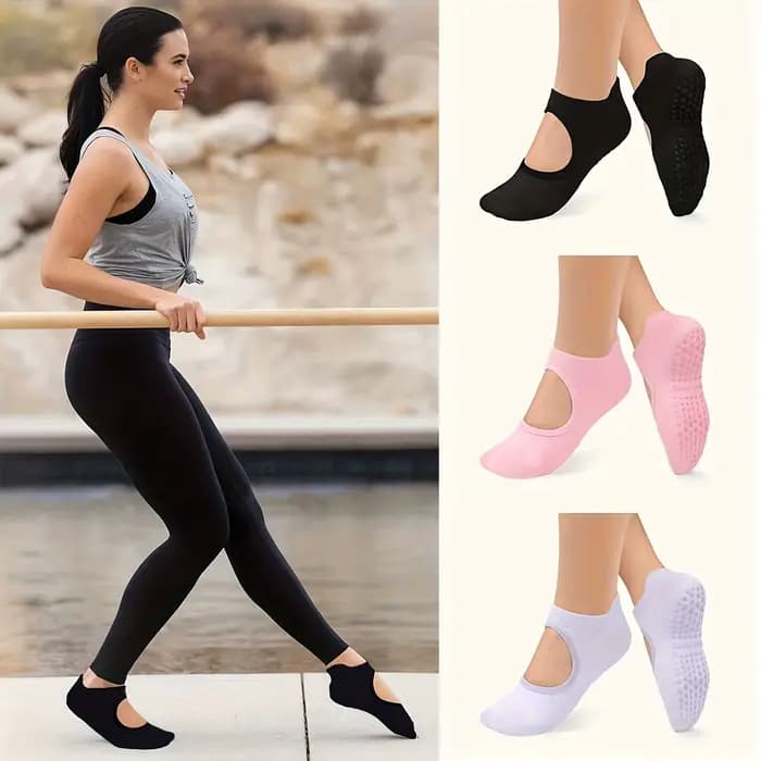 Chaussettes antidérapantes pour femmes, pour Yoga, Barre, Pilates, Fitness, sport, danse, YOGO