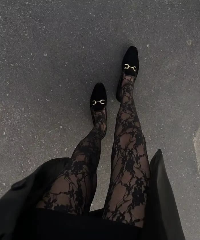 Collants floraux en dentelle pour femmes