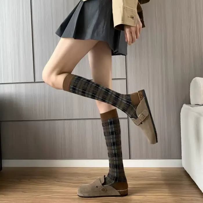  Chaussettes rétro à carreaux pour femmes