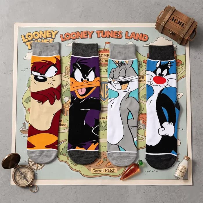 Chaussettes de sport décontractées classiques Bugs Bunny, Daffy Duck, Sylvester, personnages de dessins animés, chaussettes fantaisie personnalisées avec figurines d'anime