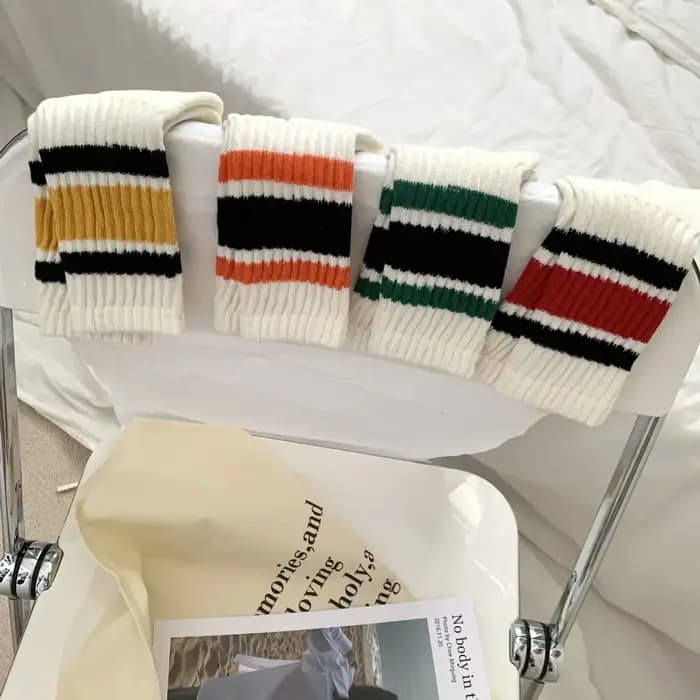 Vintage hommes rayé moyen Tube chaussettes
