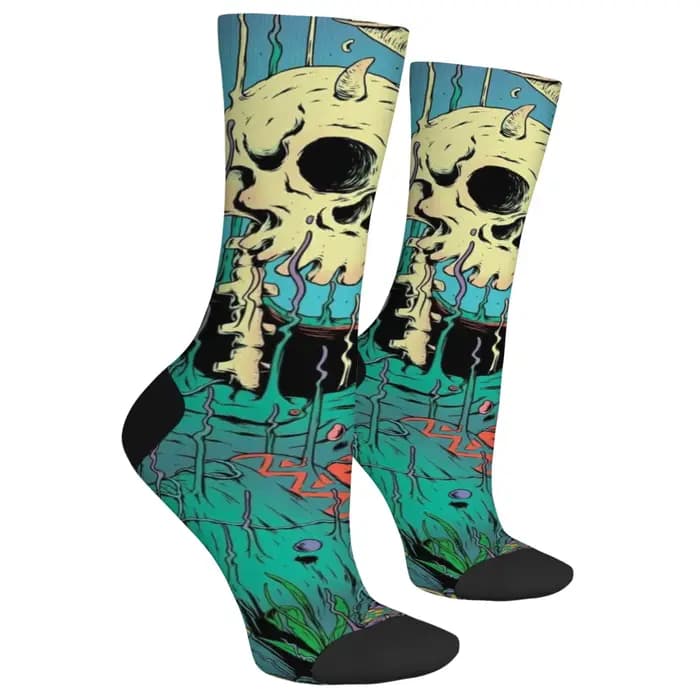 Chaussettes jarretelles décontractées de style rétro psychédélique Harajuku
