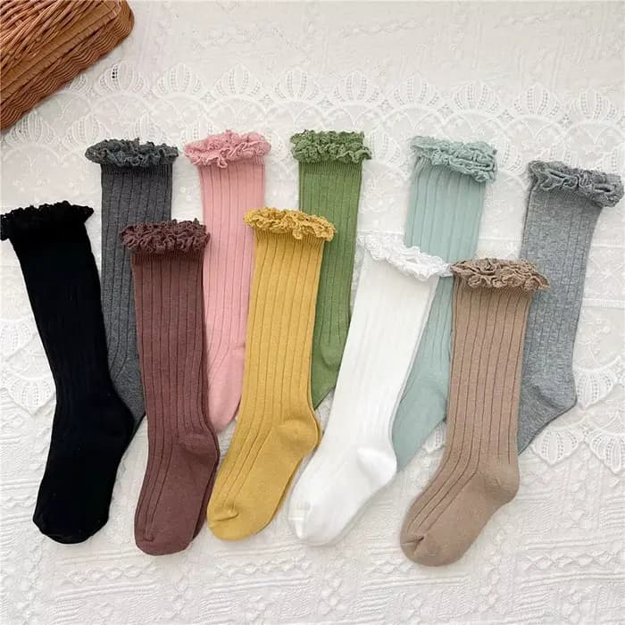 Chaussettes hautes à volants pour enfants de 0 à 8 ans