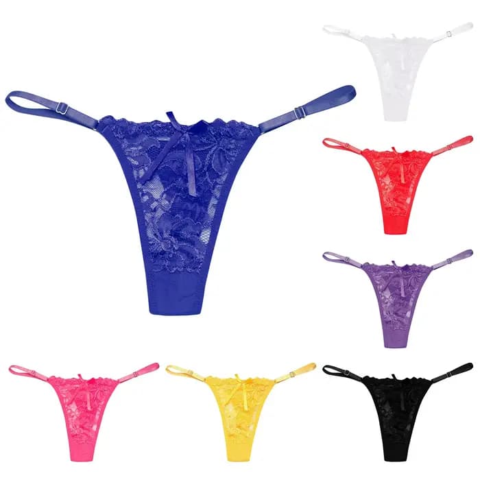 Dames dentelle Sexy culottes brodé pansement sous-vêtements femmes Transparent respirant tongs nœud papillon