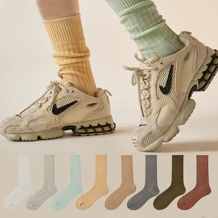 Femmes longues Tube chaussettes coton biologique Sport décontracté haute genou