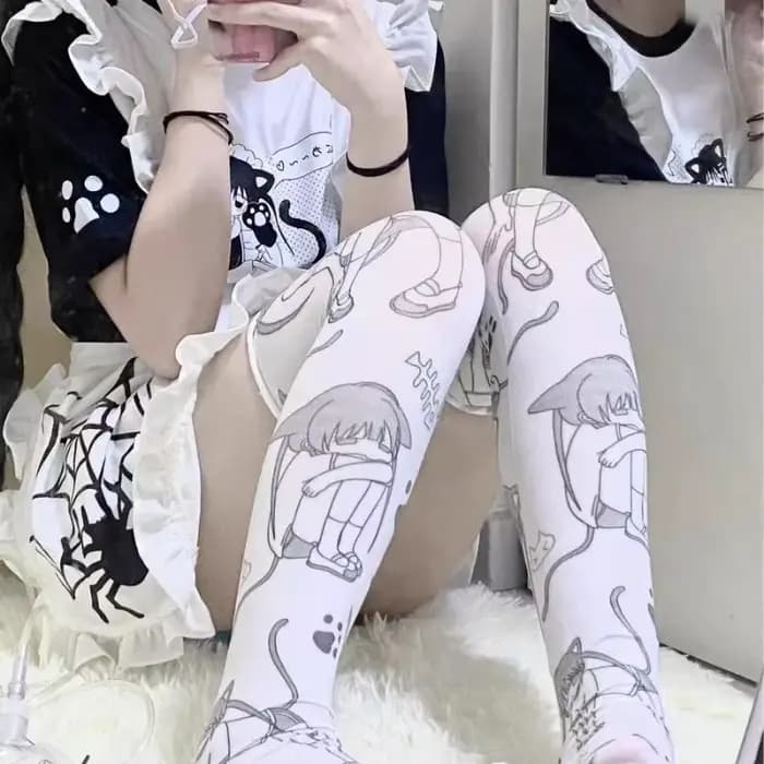 Chaussettes longues gothiques imprimées pour femmes