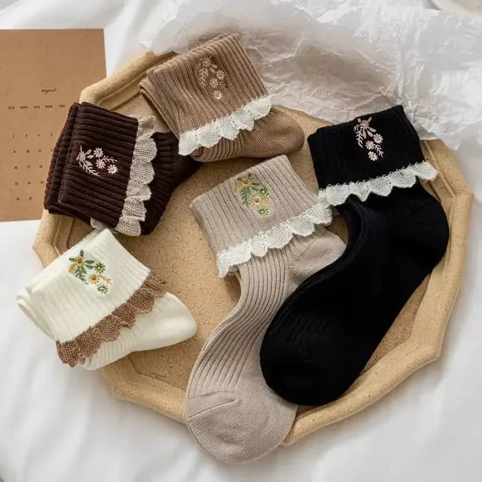 JK Lolita Chaussettes à volants de style japonais pour femmes