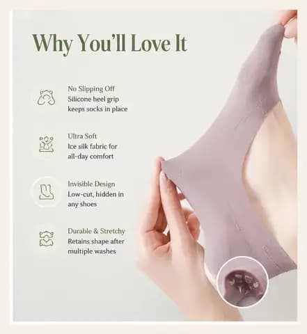 Chaussettes invisibles en soie glacée pour femmes
