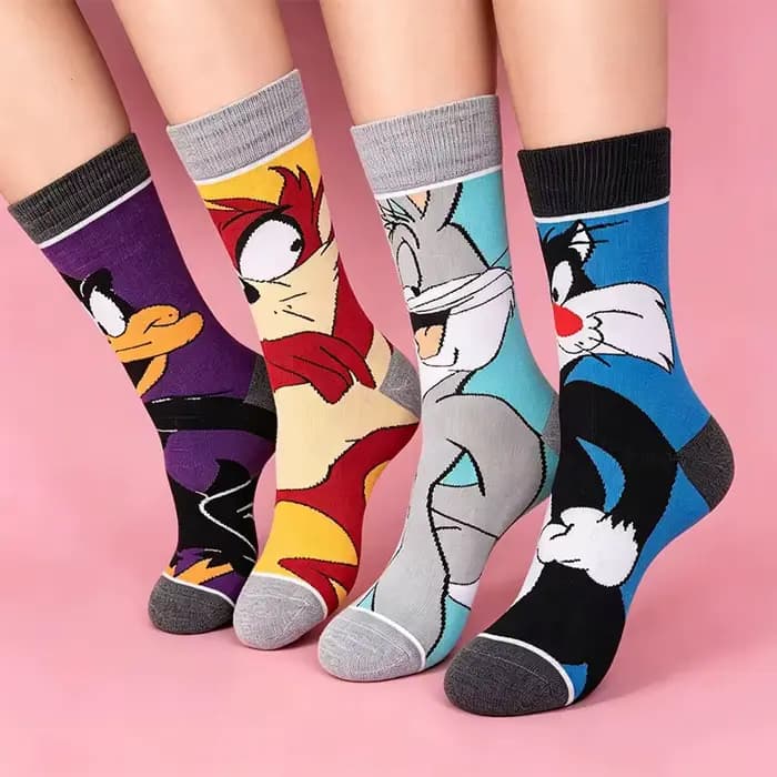 Chaussettes de sport décontractées classiques Bugs Bunny, Daffy Duck, Sylvester, personnages de dessins animés, chaussettes fantaisie personnalisées avec figurines d'anime