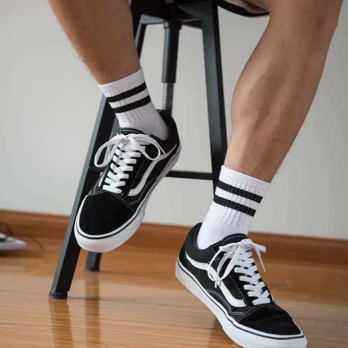 Hommes chaussettes Vintage deux rayures sport Hip Hop athlétique blanc noir coton cheville