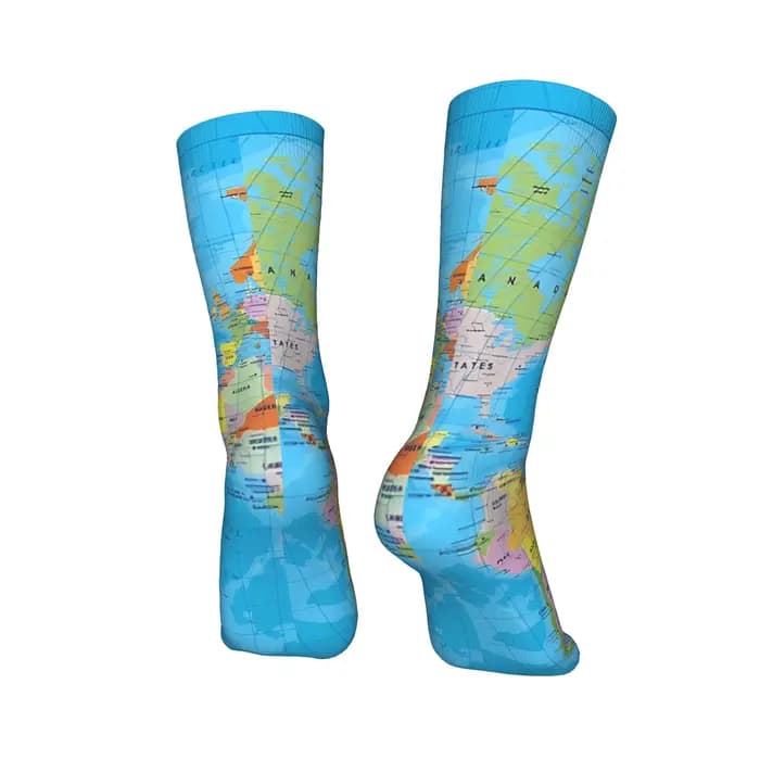 Chaussettes vintage avec carte du monde