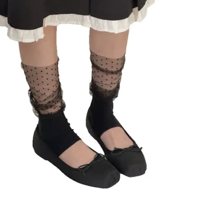 Chaussettes à pois en maille patchwork