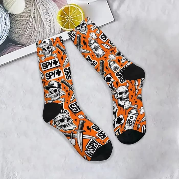 Chaussettes orange style dessin animé Harajuku