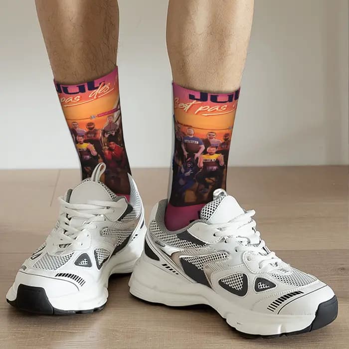 Personnalisé JUL rappeur musique chanteur français hommes chaussettes d'équipage unisexe amusant printemps été automne