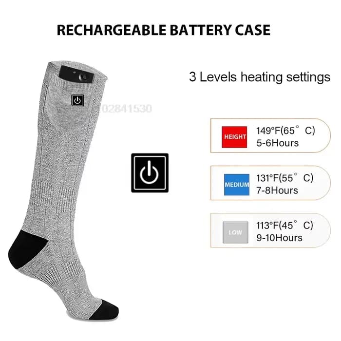 Chaussettes chauffantes avec boîte à piles
