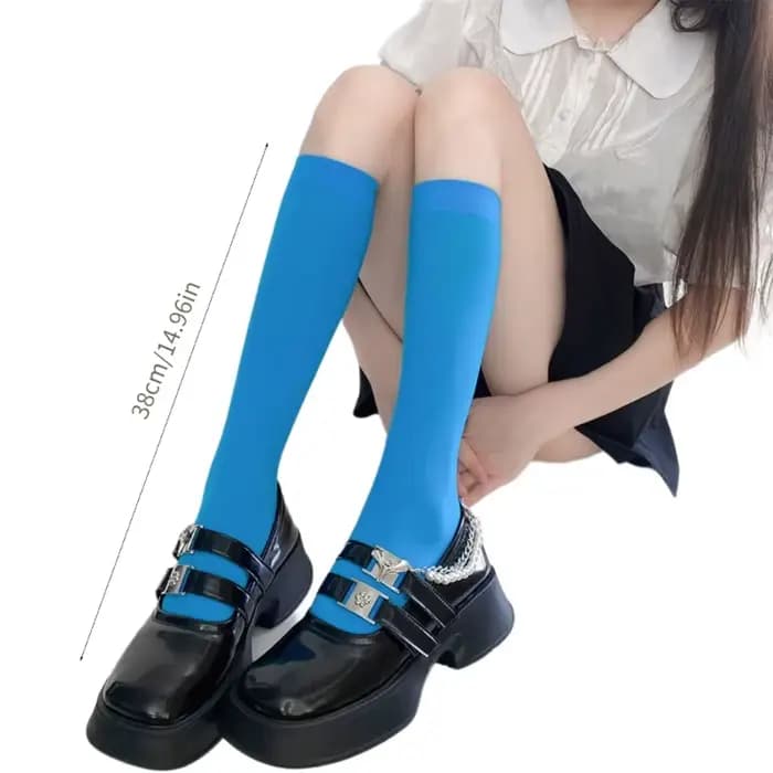 X6HE – chaussettes hautes colorées pour femmes