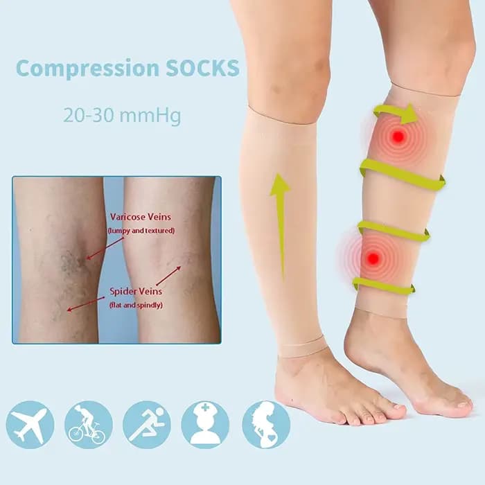 Manchon de compression pour mollets et jambes, 1 paire, chaussette de compression pour mollets et tibias, soutien de mollets et de mollets