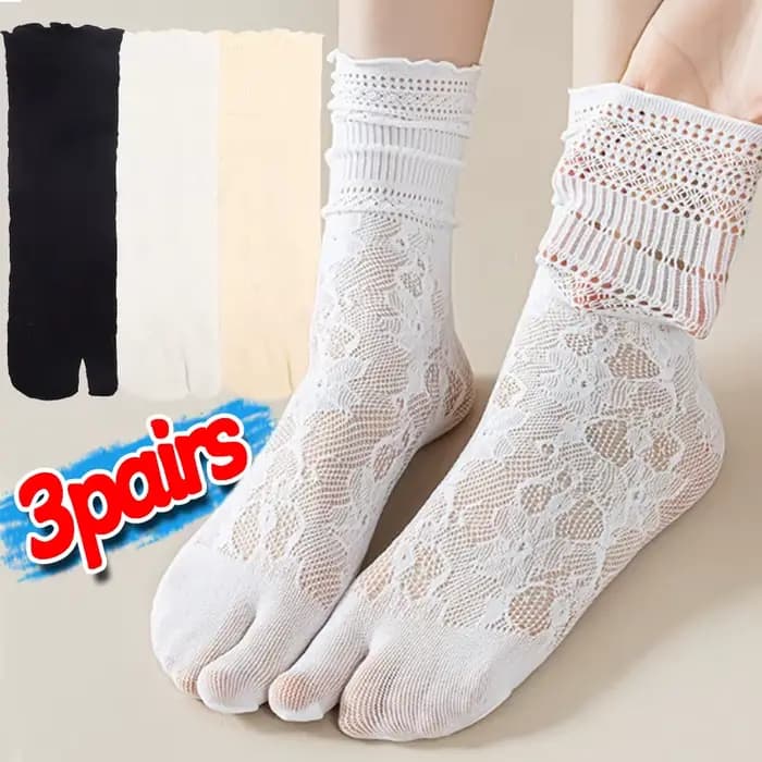 Japonais Sexy dentelle Tabi orteil chaussettes pour femmes été deux orteils