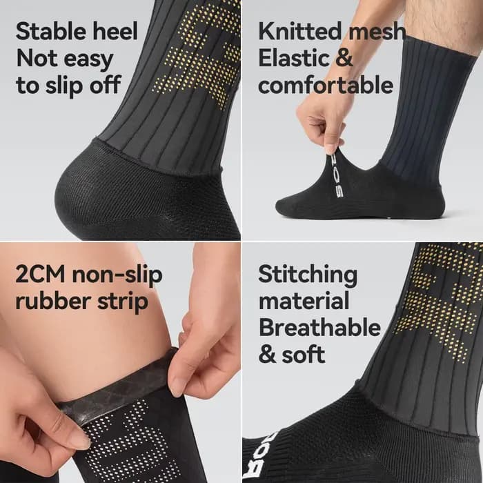 ROCKBROS chaussettes de Sport respirant amorti Absorption des chocs chaussettes de cyclisme vtt chaussettes de vélo de route chaussettes hautes élastiques pour hommes femmes