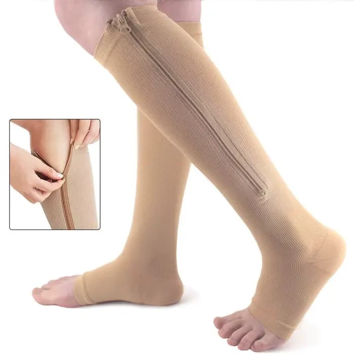 Chaussettes de compression à fermeture éclair pour le soutien des varices, course à pied en plein air, fitness, randonnée, anti-fatigue, soins médicaux, soulagement des gonflements du diabète
