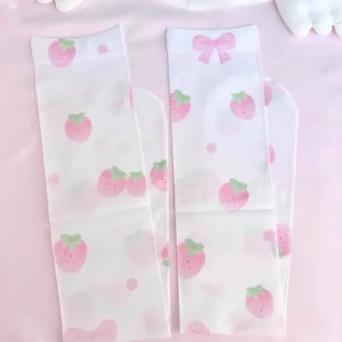 Chaussettes japonaises roses imprimées de dessins animés Kawaii pour femmes