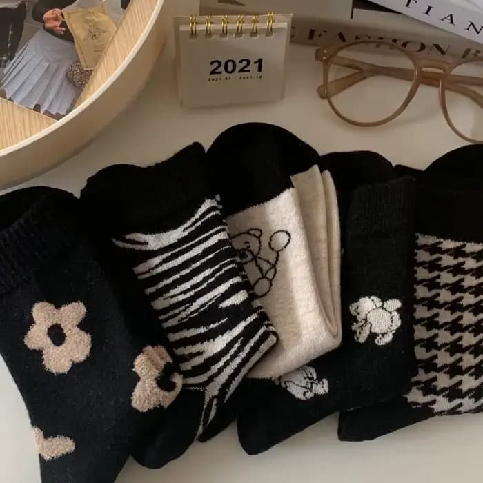5 paires de chaussettes mi-mollet pour femmes