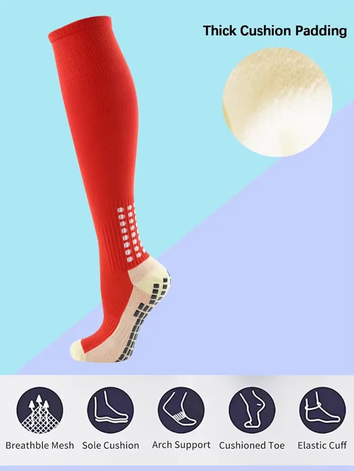 Nouvelles chaussettes de football longues avec ventouses en silicone antidérapantes pour hommes et femmes