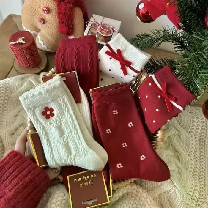 5 paires de chaussettes de noël pour femmes