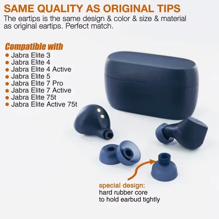 Embouts compatibles avec Jabra Elite 3 & 4 & 4 Active & 5 & 7 Pro & 7 Active & Elite 75t & Elite Active 75t Earbuds Earpad