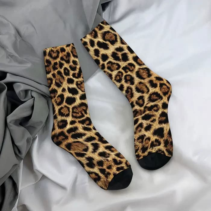 Chaussettes vintage pour hommes à imprimé léopard dérangedeant