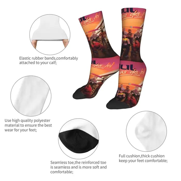 Personnalisé JUL rappeur musique chanteur français hommes chaussettes d'équipage unisexe amusant printemps été automne