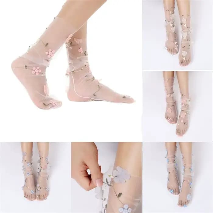 Chaussettes Sexy en dentelle à fleurs pour femmes et filles
