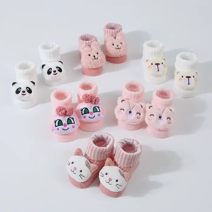 Mignon dessin animé poupée nouveau-né chaussettes printemps nouveau bébé doux solide Prewalker tricoté chaussette pour